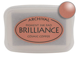 Order a Brilliance metallic cosmic copper stamp pad.  Vibrant, non-toxic, water-soluble pigment ink.