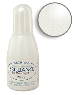 Order a 1/2 oz. bottle of refill ink for a Brilliance Metallic Moonlight White stamp pad.
