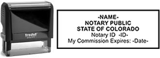 Customize and order a self-inking notary rubber stamp for the state of Colorado.  Meets all specifications and requirements for Colorado notary stamps.