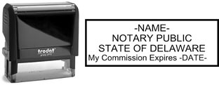 Customize and order a self-inking notary rubber stamp for the state of Delaware.  Meets all specifications and requirements for Delaware notary stamps.