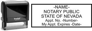 Customize and order a self-inking notary rubber stamp for the state of Nevada.  Meets all specifications and requirements for Nevada notary stamps.