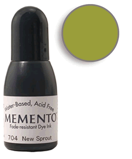 Buy a 1/2 oz. bottle of Memento New Sprout refill for a  New Sprout Memento stamp pad.