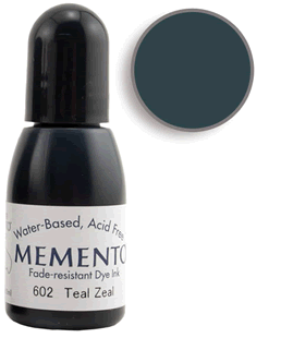 Buy a 1/2 oz. bottle of Memento Teal Zeal refill for a  Teal Zeal Memento stamp pad.
