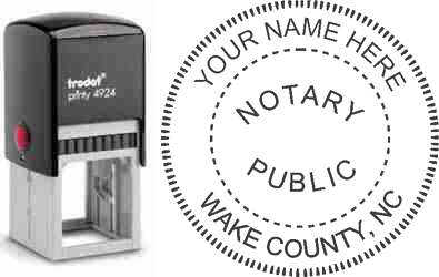 Customize and order a self-inking notary rubber stamp for the state of North Carolina.  Meets all specifications and requirements for North Carolina notary stamps. No minimums, fast turnaround, quality guaranteed.