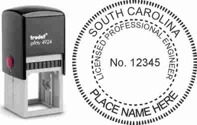 Customize and order a South Carolina PE stamp online! Personalize, preview instantly, meets all requirements for South Carolina professional engineers, self-inking stamp with ink refills available. No minimums, fast turnaround, quality guaranteed.