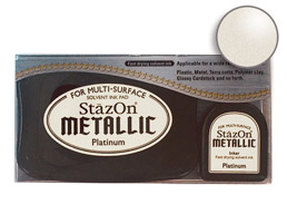 Buy a StazOn stamp pad and refill bottle of platinum ink, which feature a permanent, quick-drying ink designed for non-porous surfaces.